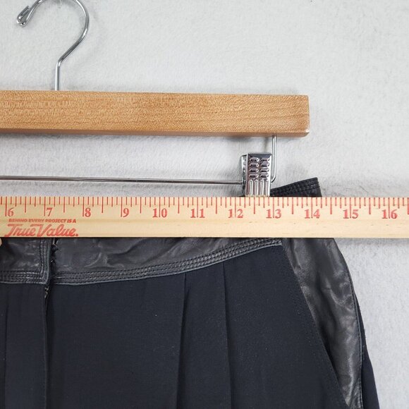 Alexander Wang Pants Womens 6 Black High Rise Pleated Silk Lined Leather Trim - Picture 6 of 16